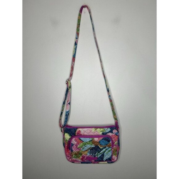 Vera Bradley Handbags - Vera Bradley Adjustable Crossbody Purse Pink Blue Floral Abstract